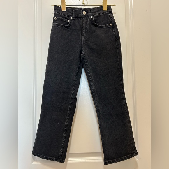 ASOS DESIGN Black Denim Straight Leg Cropped Petite Jeans Size 23 - Picture 15 of 16